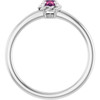 Sterling Silver Natural Pink Tourmaline Solitaire Rope Ring