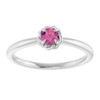 Sterling Silver Natural Pink Tourmaline Solitaire Rope Ring