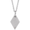 14K White .005 CT Natural Diamond Rhombus 16-18" Necklace 