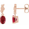 14K Rose 6x4 mm Lab-Grown Red Ruby Earrings