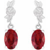 Platinum 6x4 mm Lab-Grown Red Ruby Earrings