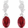 14K White 8x6 mm Lab-Grown Red Ruby Earrings