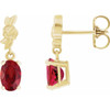 14K Yellow 8x6 mm Lab-Grown Red Ruby Earrings