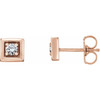 14 Karat Rose Gold 0.12 Carat Diamond Earrings.