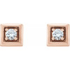 14 Karat Rose Gold 0.12 Carat Diamond Earrings.