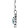 Sterling Silver Natural Aquamarine & 0.60 Carat Weight Natural Diamond Halo 16 inch Necklace