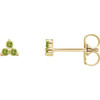 14K Yellow Natural Peridot Three Stone Earrings