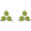 Platinum Natural Peridot Three Stone Earrings