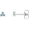 14 Karat White Gold 3 Stone Earrings set with Genuine Aquamarine Gems