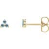 14 Karat Yellow Gold 3 Stone Earrings set with Genuine Aquamarine Gems