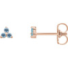 14 Karat Rose Gold 3 Stone Earrings set with Genuine Aquamarine Gems