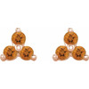 14K Rose Natural Citrine Three Stone Earrings