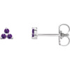 Platinum Earrings set with Natural Amethyst Three Stones in Round