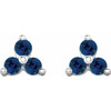 Platinum Natural Blue Sapphire Three Stone Earrings