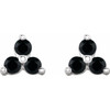 Platinum Natural Black Spinel Three Stone Earrings