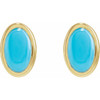 14 Karat Yellow Gold Natural Turquoise Earrings