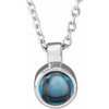 14K White Natural London Blue Topaz Bezel-Set 16-18" Necklace