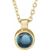14K Yellow Natural London Blue Topaz Bezel-Set 16-18" Necklace