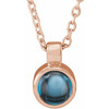 14K Rose Natural London Blue Topaz Bezel-Set 16-18" Necklace