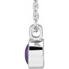14KT White Gold Natural Amethyst Cabochon Gem Bezel Set Necklace
