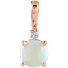 14K Rose Natural White Opal & .015 CTW Natural Diamond Pendant