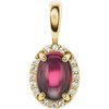 14K Yellow Natural Rhodolite Garnet & .04 CTW Natural Diamond Halo-Style Pendant
