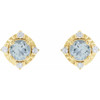 14K Yellow Natural Aquamarine & .08 CTW Natural Diamond Halo-Style Earrings