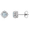 14K White Natural Aquamarine & .08 CTW Natural Diamond Halo-Style Earrings