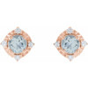 14K Rose Natural Aquamarine & .08 CTW Natural Diamond Halo-Style Earrings