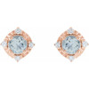 14K Rose Natural Aquamarine & .08 CTW Natural Diamond Halo-Style Earrings