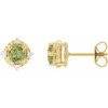 14K Yellow Natural Peridot & .08 CTW Natural Diamond Halo-Style Earrings