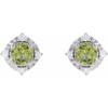 Sterling Silver Natural Peridot & .08 CTW Natural Diamond Halo-Style Earrings