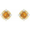 14K Yellow Natural Citrine & .08 CTW Natural Diamond Halo-Style Earrings