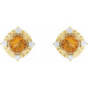 14K Yellow Natural Citrine & .08 CTW Natural Diamond Halo-Style Earrings