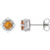 Sterling Silver Natural Citrine & .08 CTW Natural Diamond Halo-Style Earrings