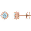 14K Rose Natural Sky Blue Topaz & .08 CTW Natural Diamond Halo-Style Earrings