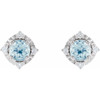 Sterling Silver Natural Sky Blue Topaz & .08 CTW Natural Diamond Halo-Style Earrings