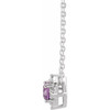 14K White Natural Amethyst & .04 CTW Natural Diamond Halo-Style 18" Necklace