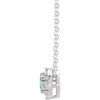 14 Karat White Gold Natural Aquamarine & .04 Carat Weight Natural Diamond Halo 18 inch Necklace