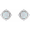 14 Karat White Gold Lab-Grown White Opal & .08 CTW Natural Diamond Halo-Style Earrings