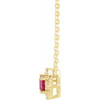 14K Yellow Lab-Grown Ruby & .04 CTW Natural Diamond Halo-Style 18" Necklace