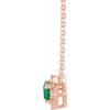 14K Rose Lab-Grown Emerald & .04 CTW Natural Diamond Halo-Style 18" Necklace