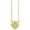 14K Yellow Natural Peridot & .04 CTW Natural Diamond Halo-Style 18" Necklace
