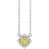 14K White Natural Peridot & .04 CTW Natural Diamond Halo-Style 18" Necklace