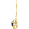 14K Yellow Lab-Grown Blue Sapphire & .04 CTW Natural Diamond Halo-Style 18" Necklace