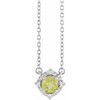 Sterling Silver Natural Peridot & .04 CTW Natural Diamond Halo-Style 18" Necklace