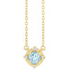 14K Yellow Natural Sky Blue Topaz & .04 CTW Natural Diamond Halo-Style 18" Necklace