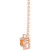 14 Karat Rose Gold Natural Citrine & .04 CTW Natural Diamond Halo-Style 18" Necklace