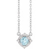 14K White Natural Sky Blue Topaz & .04 CTW Natural Diamond Halo-Style 18" Necklace