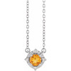 Sterling Silver Natural Citrine & .04 CTW Natural Diamond Halo-Style 18" Necklace